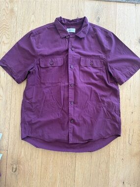 Saturdays New York City Plum Short Sleeve Button-Up Shirt